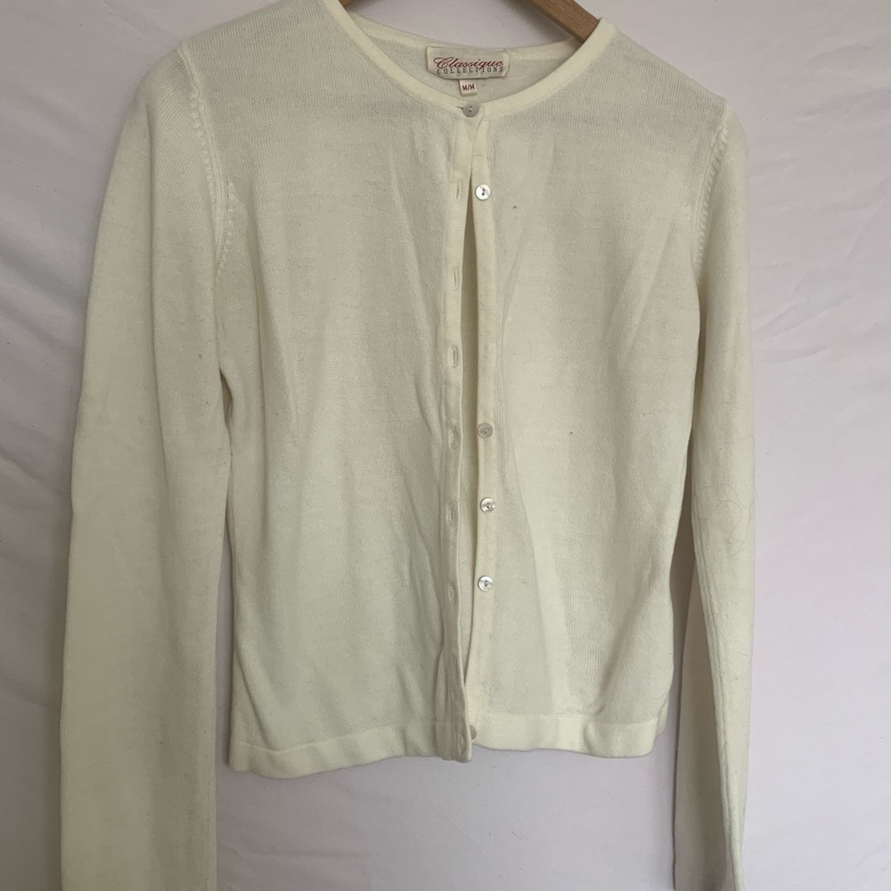 White crewneck cardigan